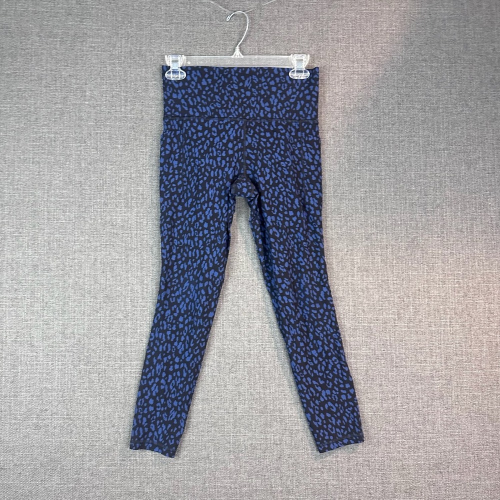 Athleta Blue Black Leopard Print Salutation Stash‎ Pocket II 7/8 Tight Legging S